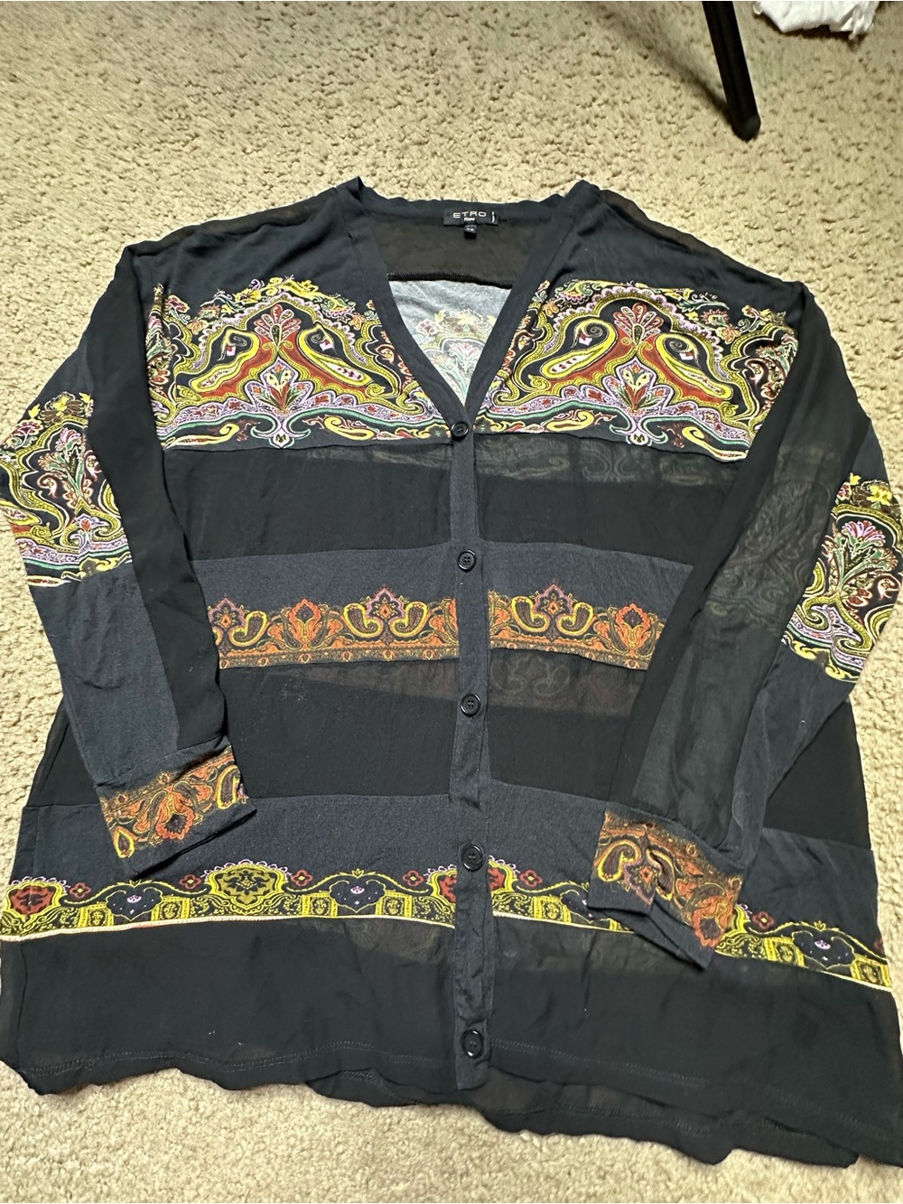 Etro Milano Black Paisley Button-Up  Shirt / Jacket